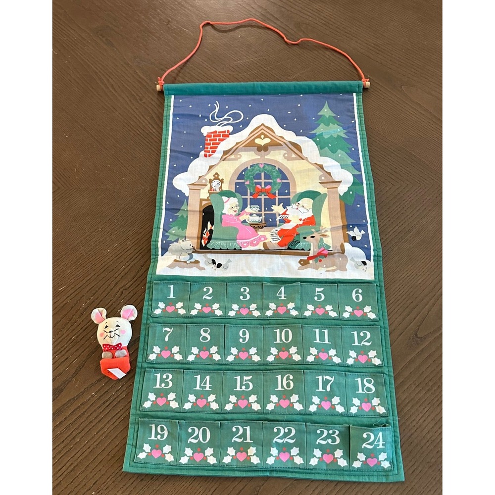 VTG 1987 Avon Countdown to Christmas Hanging Advent Calendar Original Mouse